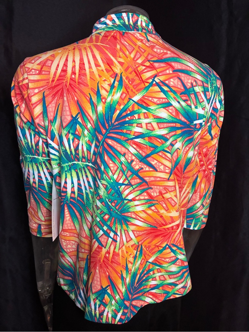 Onque Casuals Bright Guava Tropical Print Stretch Top - Picture 8 of 12